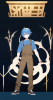 _blue eyes, possessed, male focus, blue hair, overalls, brown pants, hand on hil s-1447783806.png